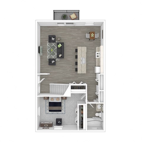 Floor plan for 1 bed, 1 bath, 1400 sqft